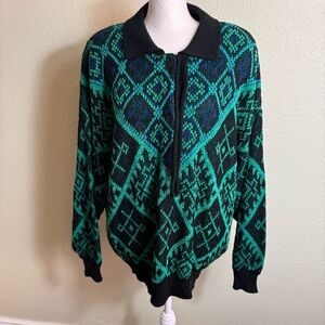 Mayon Vintage Women's Sweater No Material Tags‎ Black and Green Sparkly 38 (M)
